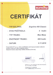Certifikát o výměně trubic